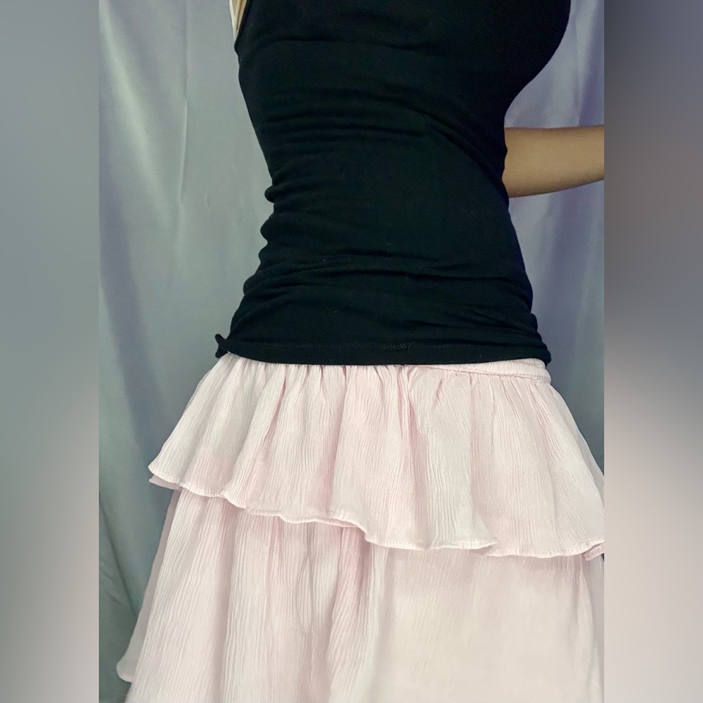 Elegant Pink Ruffled Skirt
